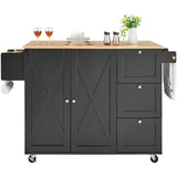 Kitchen Island Cart Rolling Storage Cabinet on Wheel with Drawer & Shelves - SolidRoot Buy Furniture USA