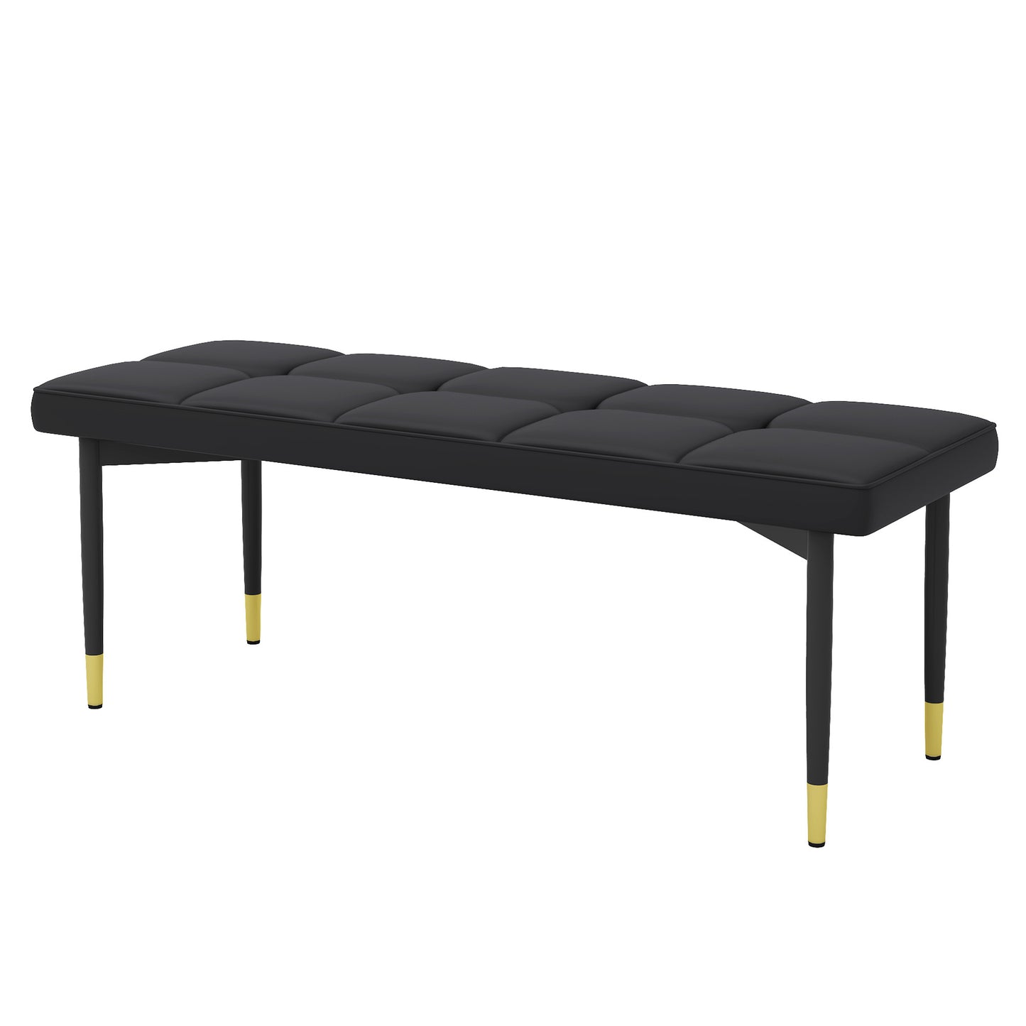 Multifunctional Black Shoe Bench - Faux PU Cushion, Sturdy Metal Legs With Gold Accents.Suitable For Bedroom,Fitting room, Storage room, Dining room, and Living room,etc. SolidRoot Buy Furniture USA