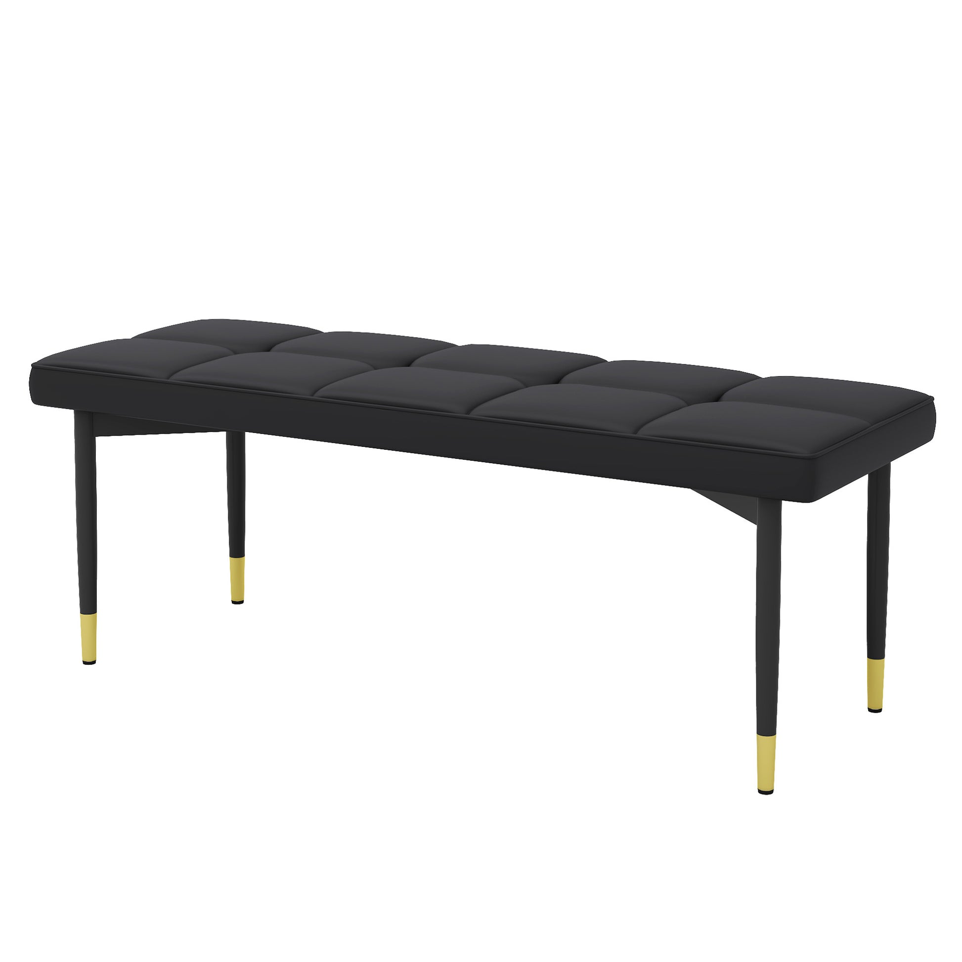 Multifunctional Black Shoe Bench - Faux PU Cushion, Sturdy Metal Legs With Gold Accents.Suitable For Bedroom,Fitting room, Storage room, Dining room, and Living room,etc. SolidRoot Buy Furniture USA