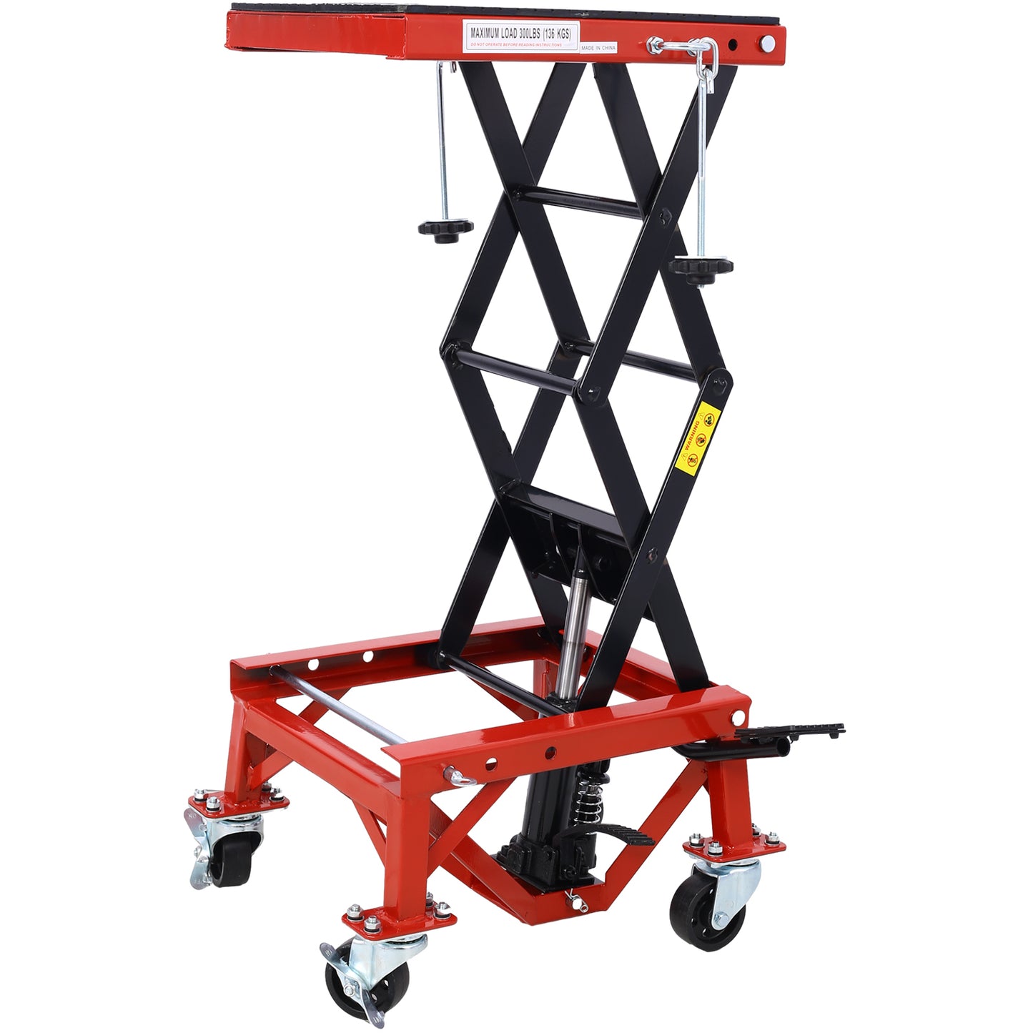 300 lbs Hydraulic Motorcycle Scissor Jack Lift Foot Step Wheels for Small Dirt Bikes,red color SolidRoot Buy Furniture USA