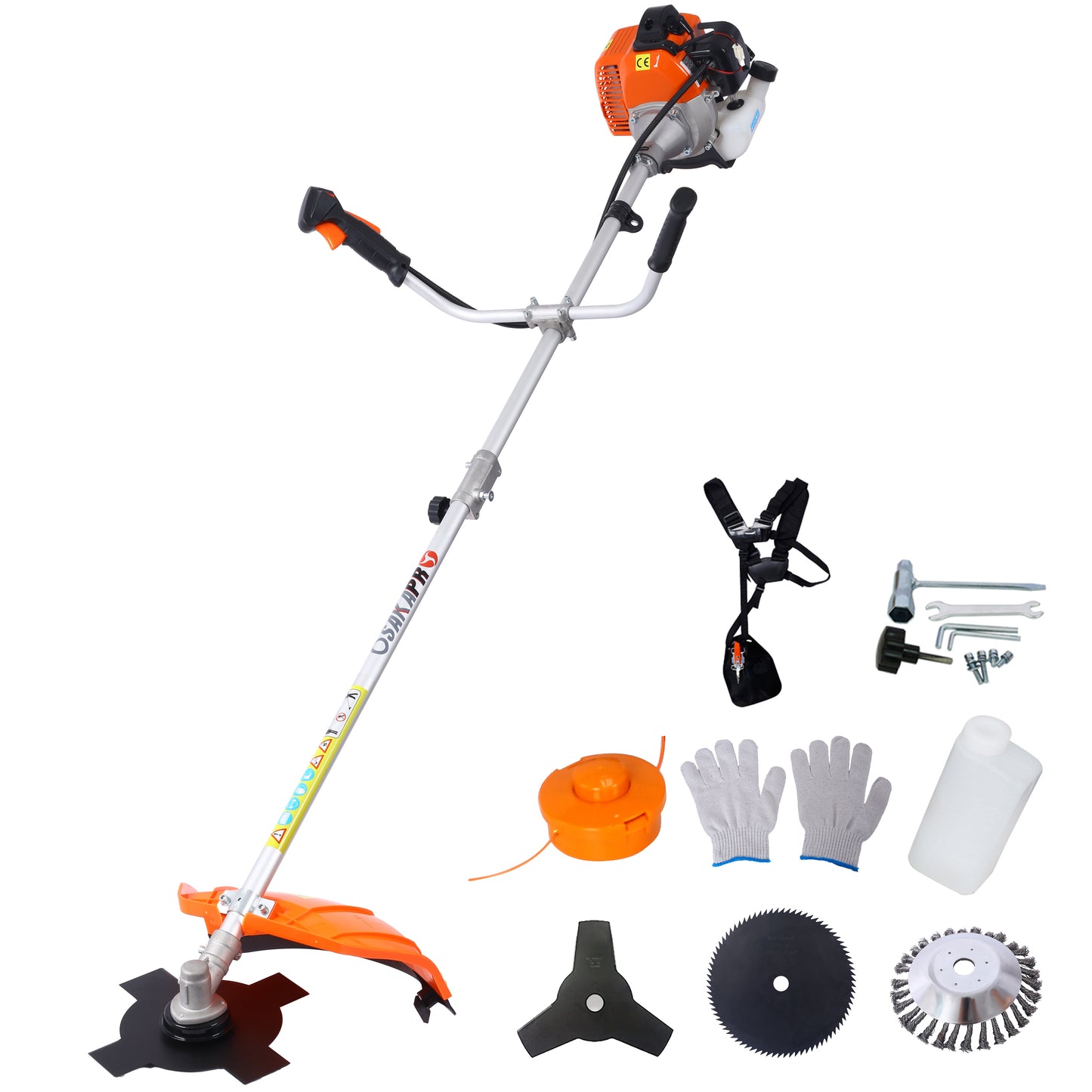 52cc Weed Wacker Gas Powered,6 in 1 Multifunction, String Trimmer, 8 inch Weed Wacker Attachments Heads,10' Metal 3/4/80T Blade,Rubber Handle , Shoulder & Strap Included, EPA Compliant SolidRoot Buy Furniture USA