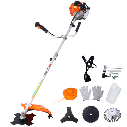 52cc Weed Wacker Gas Powered,6 in 1 Multifunction, String Trimmer, 8 inch Weed Wacker Attachments Heads,10' Metal 3/4/80T Blade,Rubber Handle , Shoulder & Strap Included, EPA Compliant SolidRoot Buy Furniture USA
