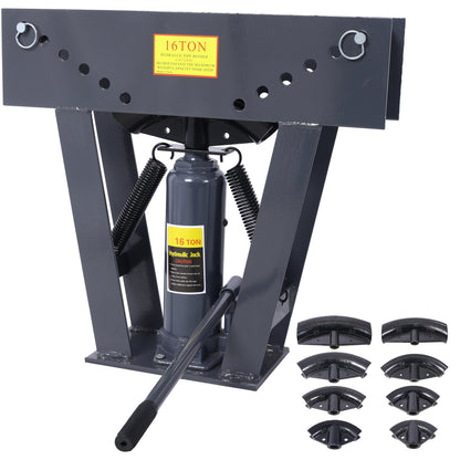 16 Ton Pipe Tube Bender Manual Hydraulic, Piping Bending Exhaust Tube Fabric w/8 Dies(1/2,3/4,1,1-1/4,1-1/12,2,2-1/2,3) Adjustable Rollers 90-180 Degree Bend Steel Iron Metal Ratcheting,dark gray SolidRoot Buy Furniture USA
