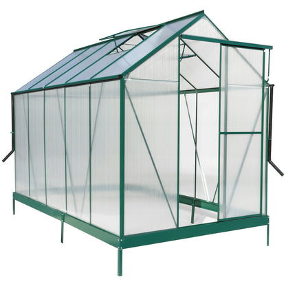 6.3'*10.2'*7' Polycarbonate Greenhouse, Heavy Duty Outdoor Aluminum Walk-in Green House Kit with Rain Gutter, Vent and Door for Backyard Garden, color green SolidRoot Buy Furniture USA