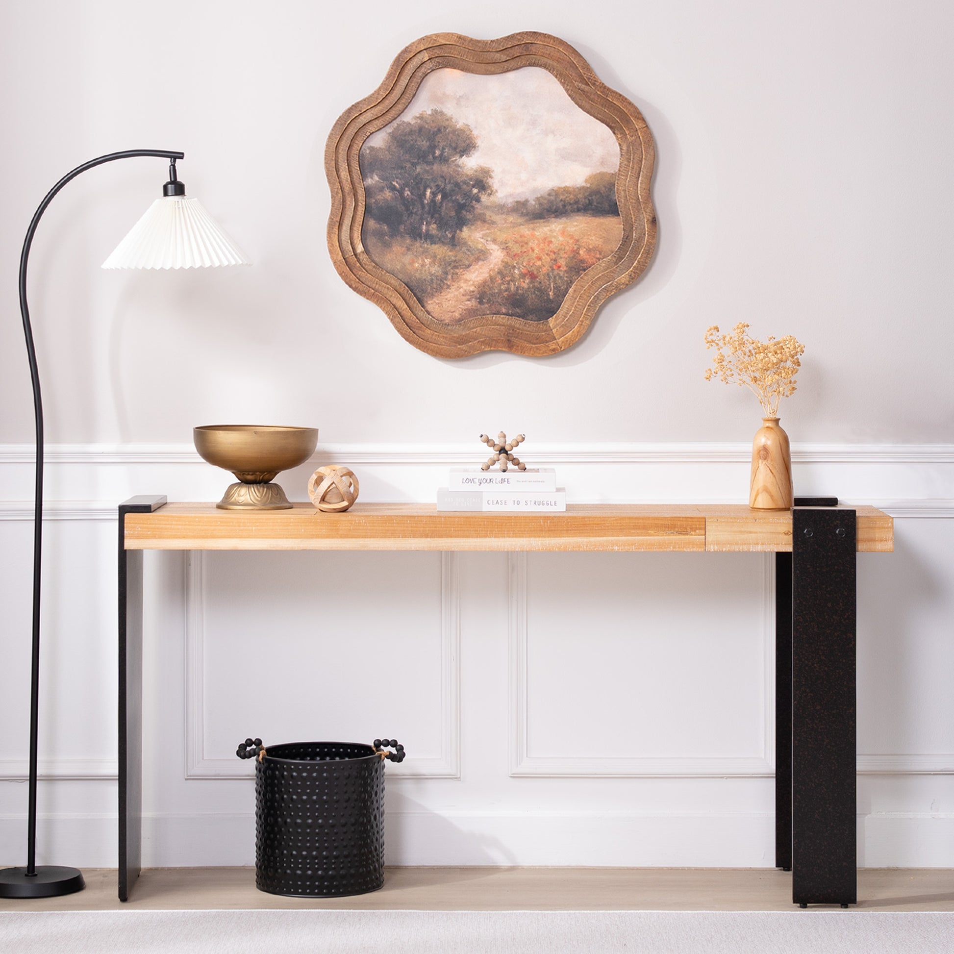 Rustic Industrial Console Table - 60' Entryway Table with Engineered Wood Top & Distressed Faux Rust Metal Legs SolidRoot Buy Furniture USA