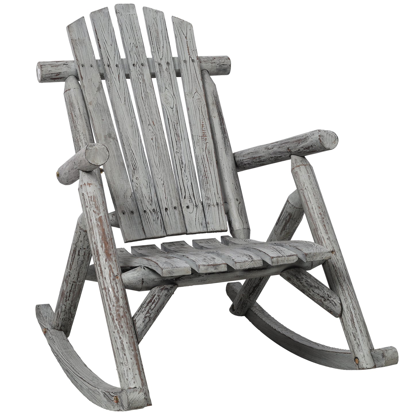 Wooden Light Gray Porch Rocker Chair,Durable Wooden Porch Rocker Chair,Fir log Rocking Chair,Patio Rockers for Outside,Garde SolidRoot Buy Furniture USA