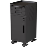 34.3' Narrow Rolling Tool Cabinet - Space-Saving Garage Storage with Lockable Door, 2 Drawers and Large Handle, Slim Metal Organizer for Tight Spaces - SolidRoot Buy Furniture USA
