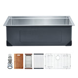 32' Kitchen Sink Undermount Single Bowl Drop-In Basin Stainless Steel Bar