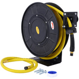 Air Reel Retractable 3/8' Inch x 50' Feet Premium Commercial Flex Hybrid Polymer Hose Max 300 PSI Heavy Duty Steel Frame SolidRoot Buy Furniture USA
