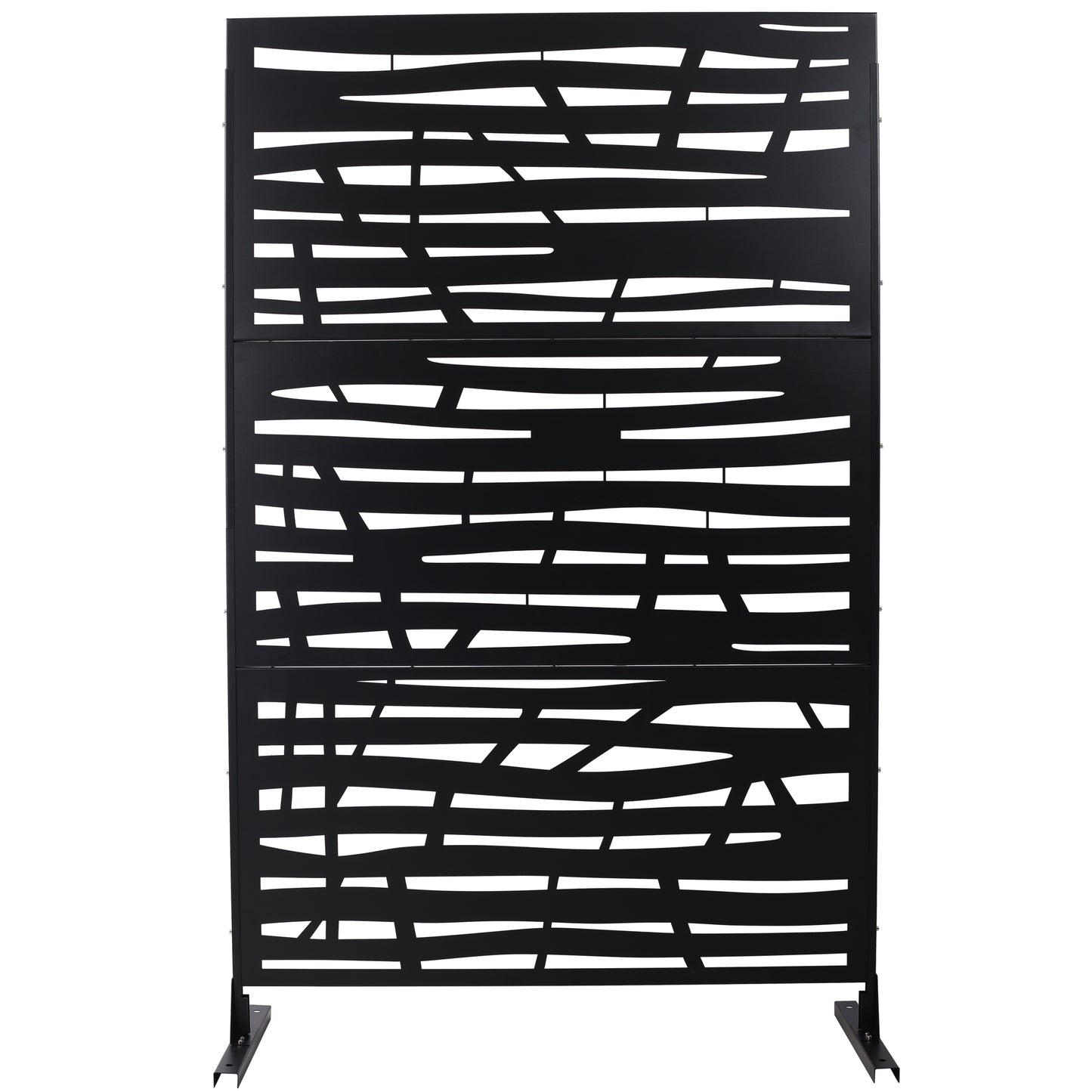 Outdoor & Indoor Privacy Screen Metal Privacy Screen 76' H×48' W Black Steel Decorative Panels SolidRoot Buy Furniture USA