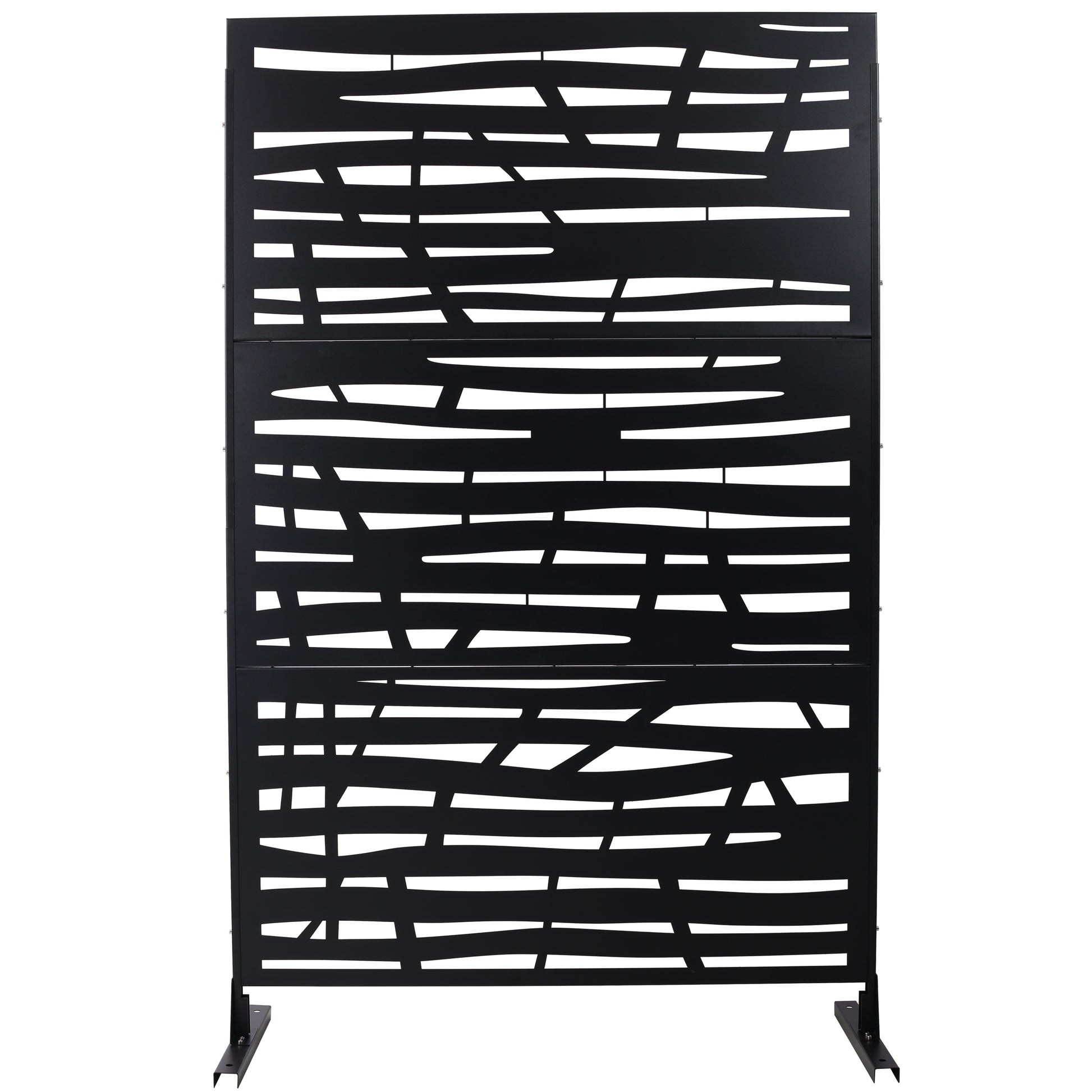 Outdoor & Indoor Privacy Screen Metal Privacy Screen 76' H×48' W Black Steel Decorative Panels SolidRoot Buy Furniture USA