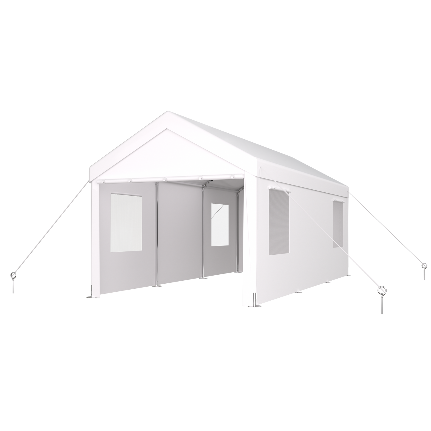 Carport 12' x 20' Portable Garage, Heavy Duty Car Port Canopy with 2 Roll-up Doors & 4 Ventilated Windows for Car, Truck, Boat, Garden Tools,white SolidRoot Buy Furniture USA