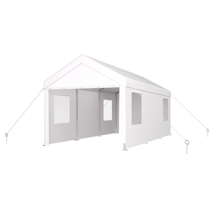 Carport 12' x 20' Portable Garage, Heavy Duty Car Port Canopy with 2 Roll-up Doors & 4 Ventilated Windows for Car, Truck, Boat, Garden Tools,white SolidRoot Buy Furniture USA