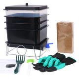 Durable Worm Farm Composting Bin with 4-Tray System for Food Waste Recycling, Black Plastic SolidRoot Buy Furniture USA