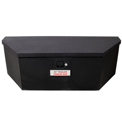 46'X18'X14.5' Tongue Truck Box Black Heavy Duty Steel Trailer Tongue Box, 6.7 CUFT Capacity, With Lock and Keys, Black color SolidRoot Buy Furniture USA