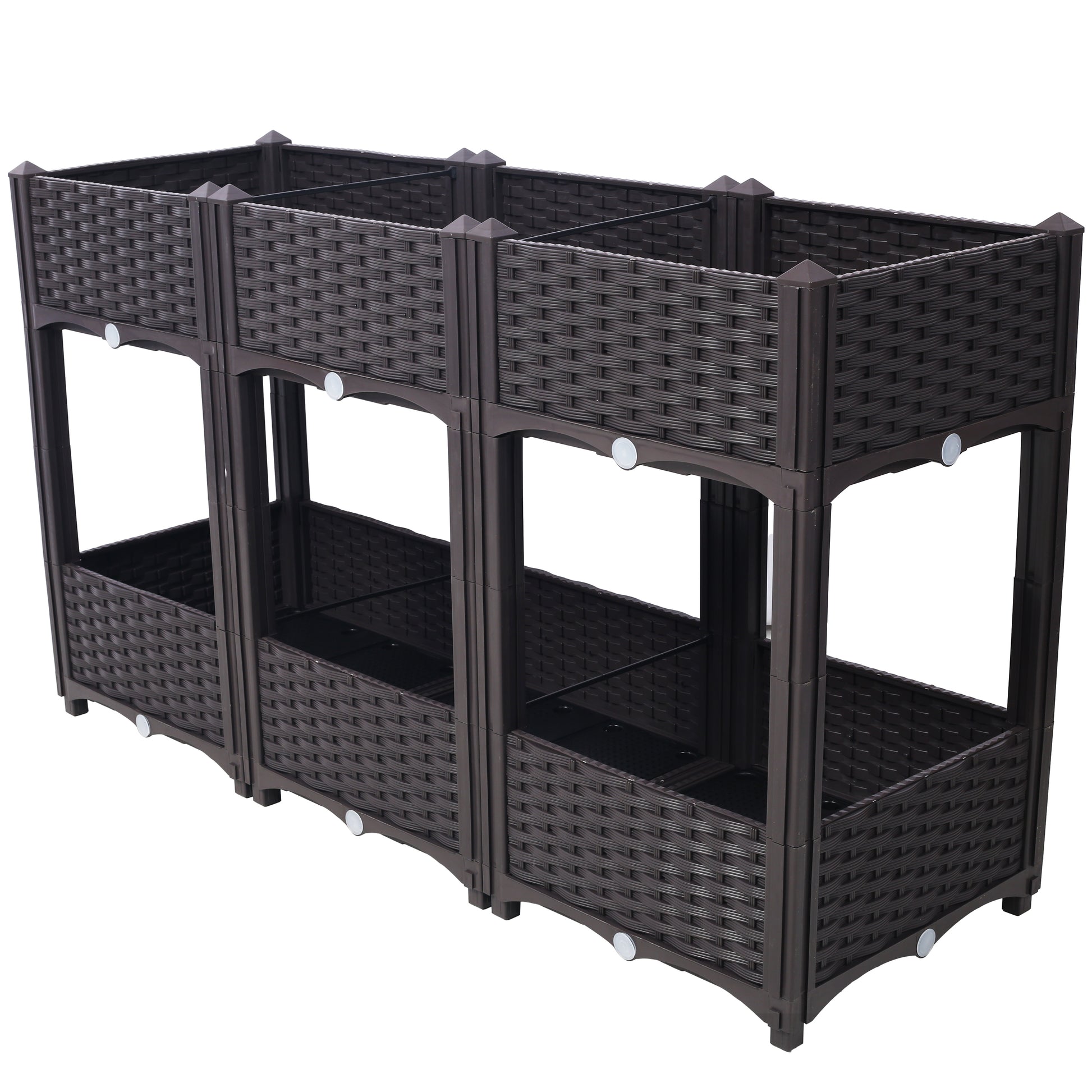Planter Raised Beds - Elevated Planter Garden Box with Drainage Plug Raised Garden Beds for Vegetable/Flower/Herb Outdoor Standing Planter Beds Gardening Kit,Brown,47.2'x15.7'x27.7' SolidRoot Buy Furniture USA
