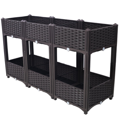 Planter Raised Beds - Elevated Planter Garden Box with Drainage Plug Raised Garden Beds for Vegetable/Flower/Herb Outdoor Standing Planter Beds Gardening Kit,Brown,47.2'x15.7'x27.7' SolidRoot Buy Furniture USA