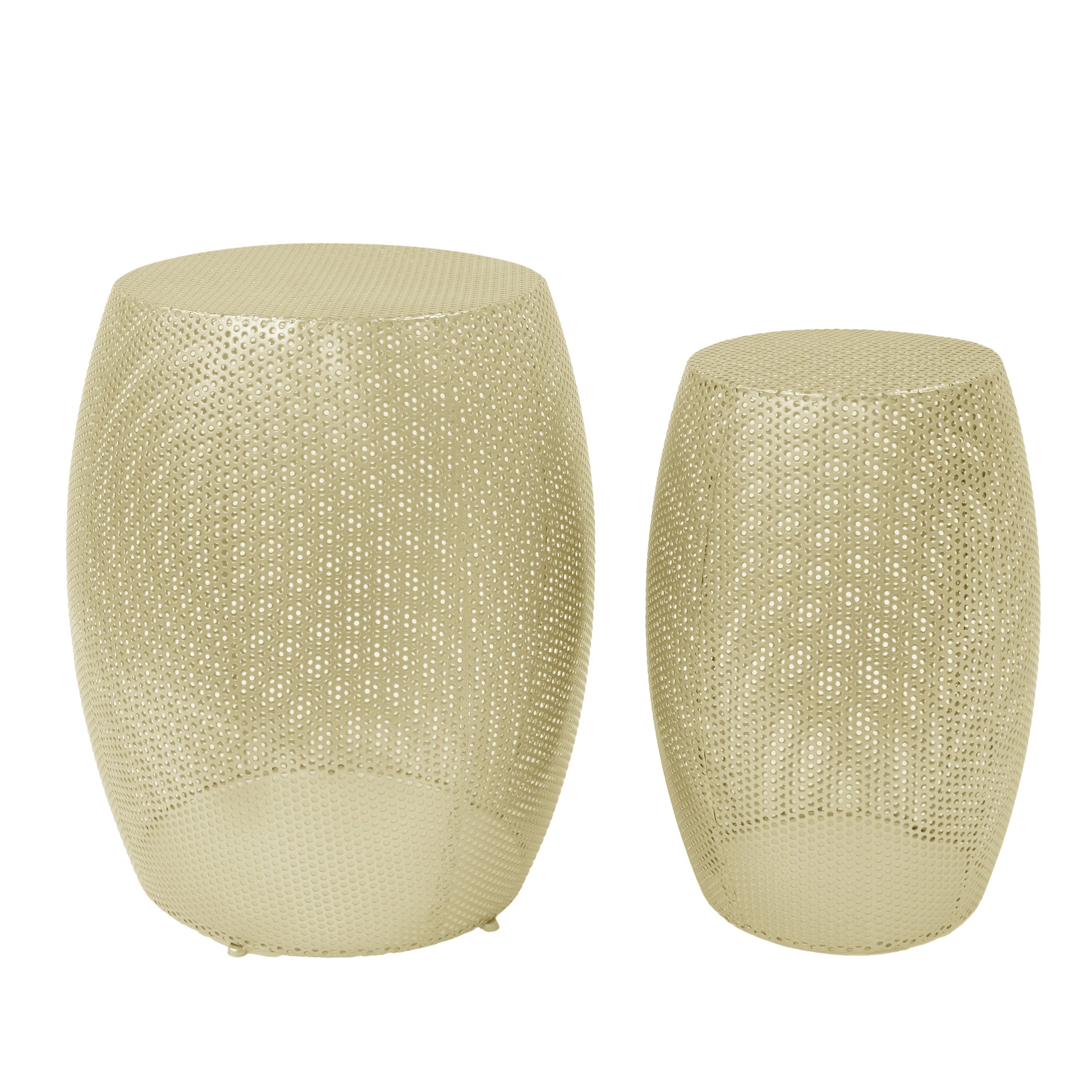 Modern Gold Round Metal Hollow Side Table Set with Openwork Design SolidRoot Buy Furniture USA