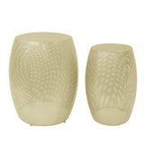 Modern Gold Round Metal Hollow Side Table Set with Openwork Design SolidRoot Buy Furniture USA