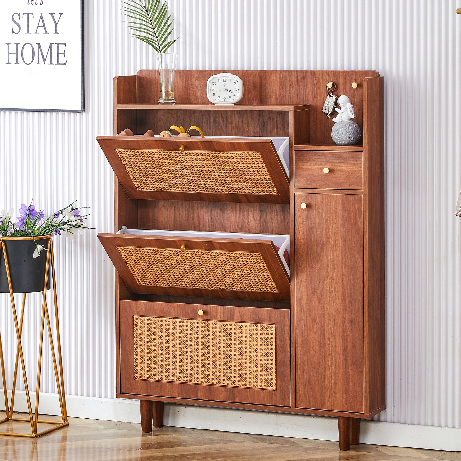 The modern minimalist MDF shoe cabinet, suitable for a variety of styles including Nordic, and industrial SolidRoot Buy Furniture USA