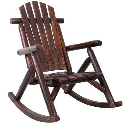 Wooden Brown Porch Rocker Chair, Durable Wooden Porch Rocker Chair, Fir Log Rocking Chair, Patio Rockers for Outside, Garde SolidRoot Buy Furniture USA