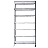 7 Tier Metal Shelf Wire Shelving Unit, 2450lbs Heavy Duty Adjustable Storage Rack with Wheels & Shelf Liners for Closet Kitchen Garage Basement Commercial Shelving - 81.5' H x 48' L x 18' D black SolidRoot Buy Furniture USA