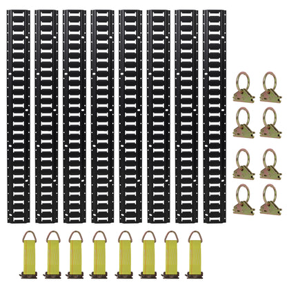 Heavy-Duty 4ft E Track Tie-Down Rail Kit with Steel O-Ring Anchors and Rope Tie Offs for Garages and Trailers SolidRoot Buy Furniture USA