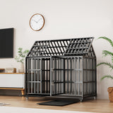 52' Heavy Duty Dog Crate Large Dog cage Strong Metal Dog Kennels and Crates for Large Dogs with 4 Lockable Wheels - SolidRoot Buy Furniture USA