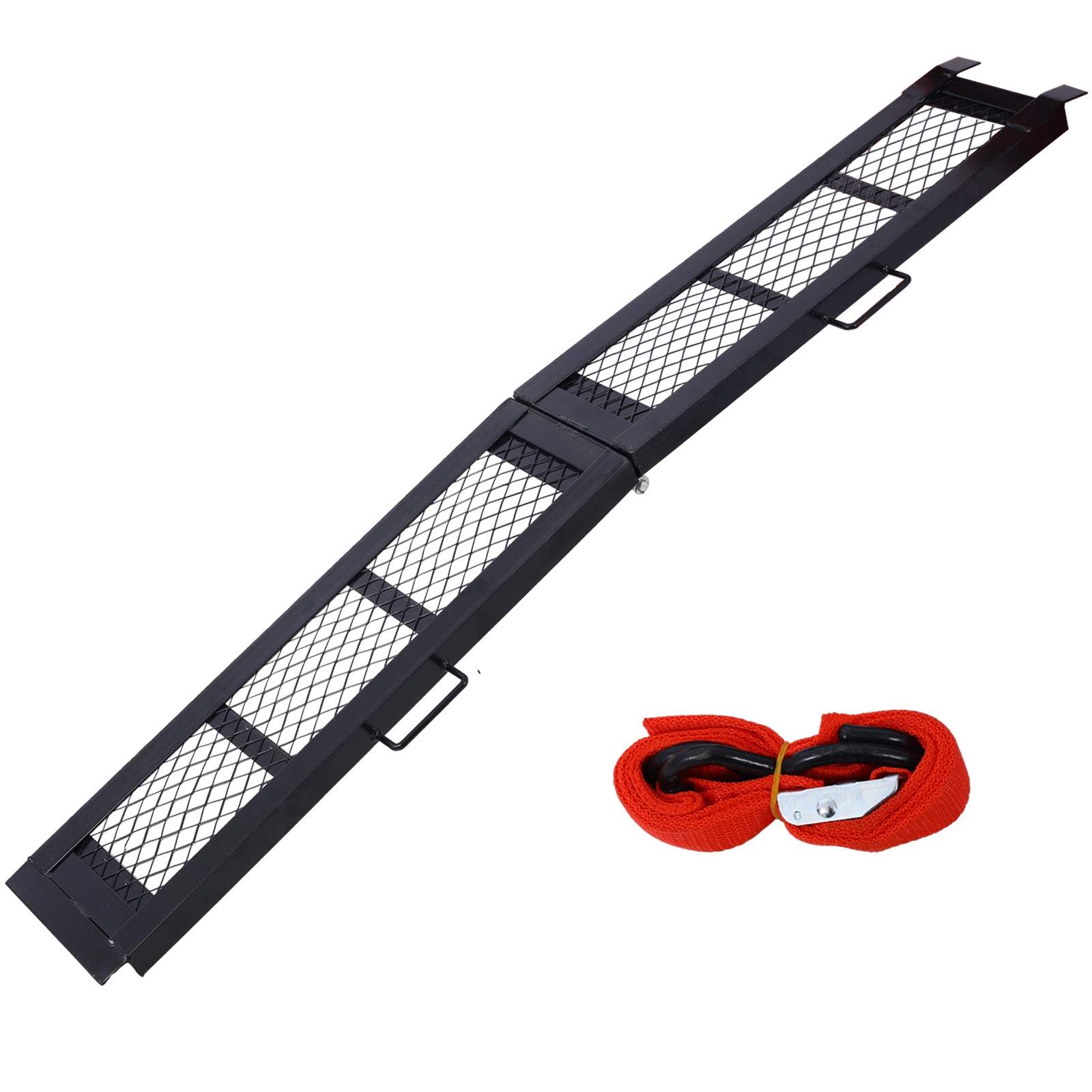 80' Steel Loading Ramp, 500LBS Capacity, Portable Motorcycle Ramp, Folding ATV Ramp for Pick up Truck, Black, Pack of 1 SolidRoot Buy Furniture USA