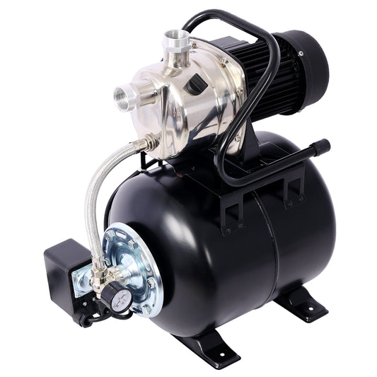 1.6HP Shallow Well Pump with Pressure Tank,garden water pump, Irrigation Pump,Automatic Water Booster Pump for Home Garden Lawn Farm, stainless steel head SolidRoot Buy Furniture USA