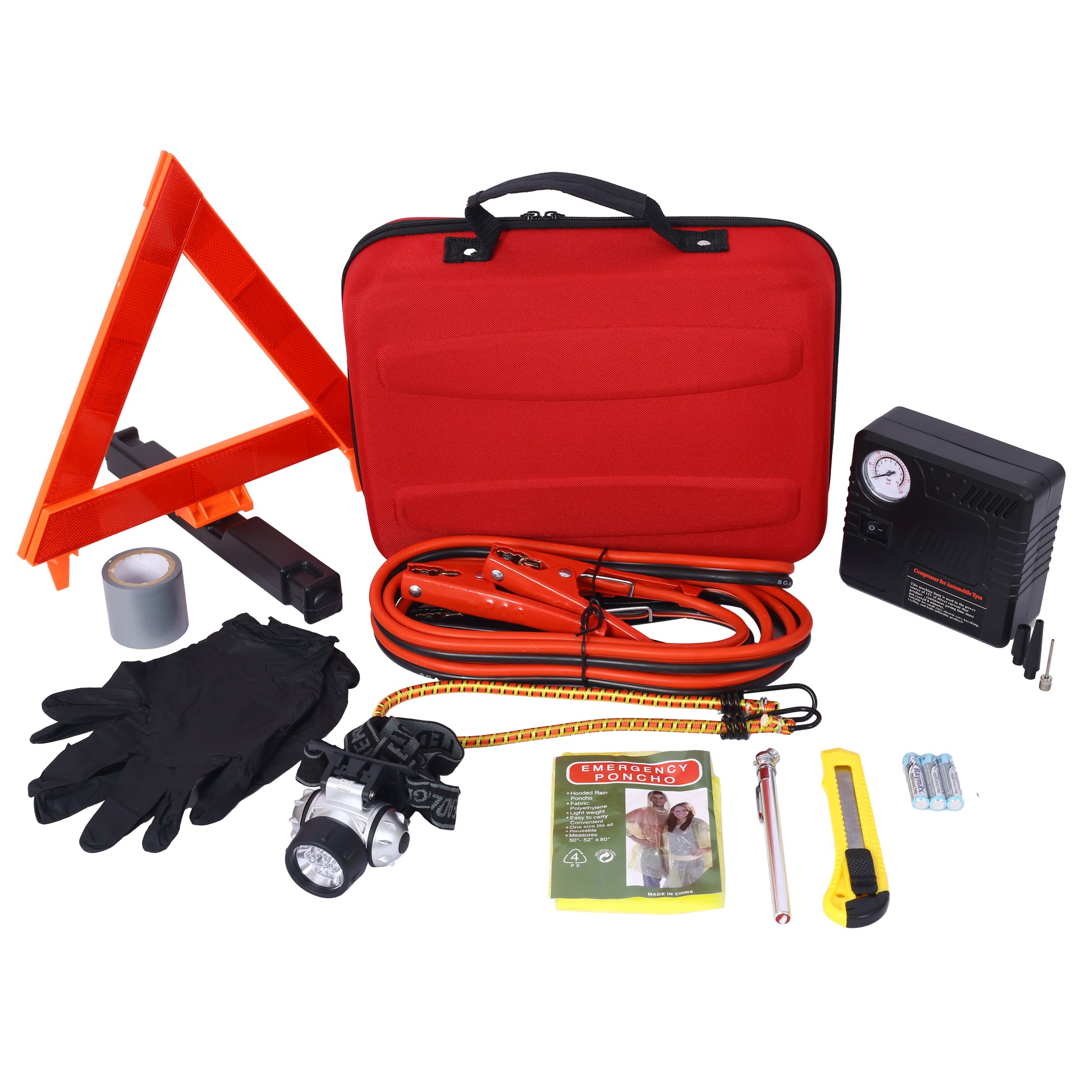Auto Safety Emergency Kit, Emergency Car Kit with Portable Air Compressor SolidRoot Buy Furniture USA