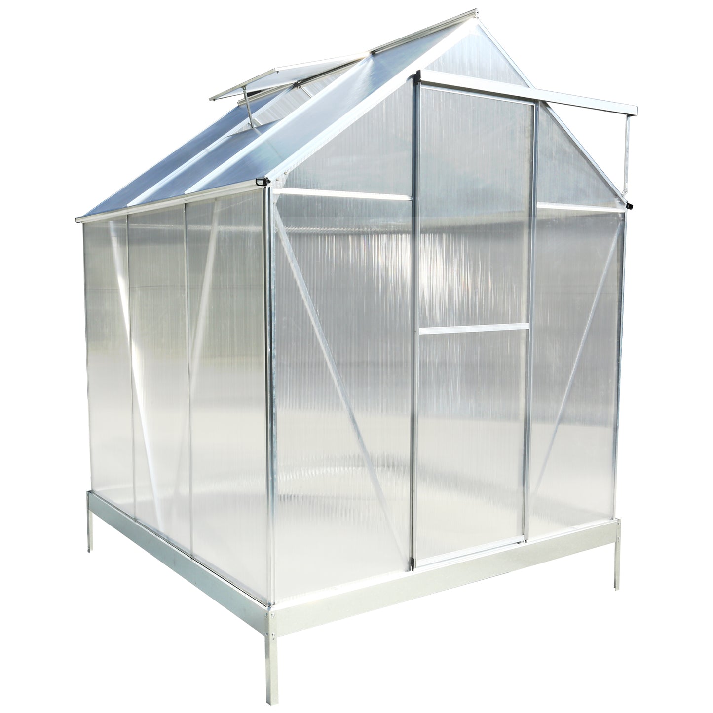 6.3'*6.2'*7'  Polycarbonate Greenhouse, Heavy Duty Outdoor Aluminum Walk-in Green House Kit with Rain Gutter, Vent and Door for Backyard Garden, color aluminium SolidRoot Buy Furniture USA