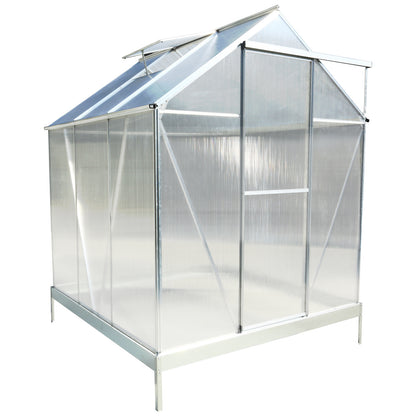 6.3'*6.2'*7'  Polycarbonate Greenhouse, Heavy Duty Outdoor Aluminum Walk-in Green House Kit with Rain Gutter, Vent and Door for Backyard Garden, color aluminium SolidRoot Buy Furniture USA