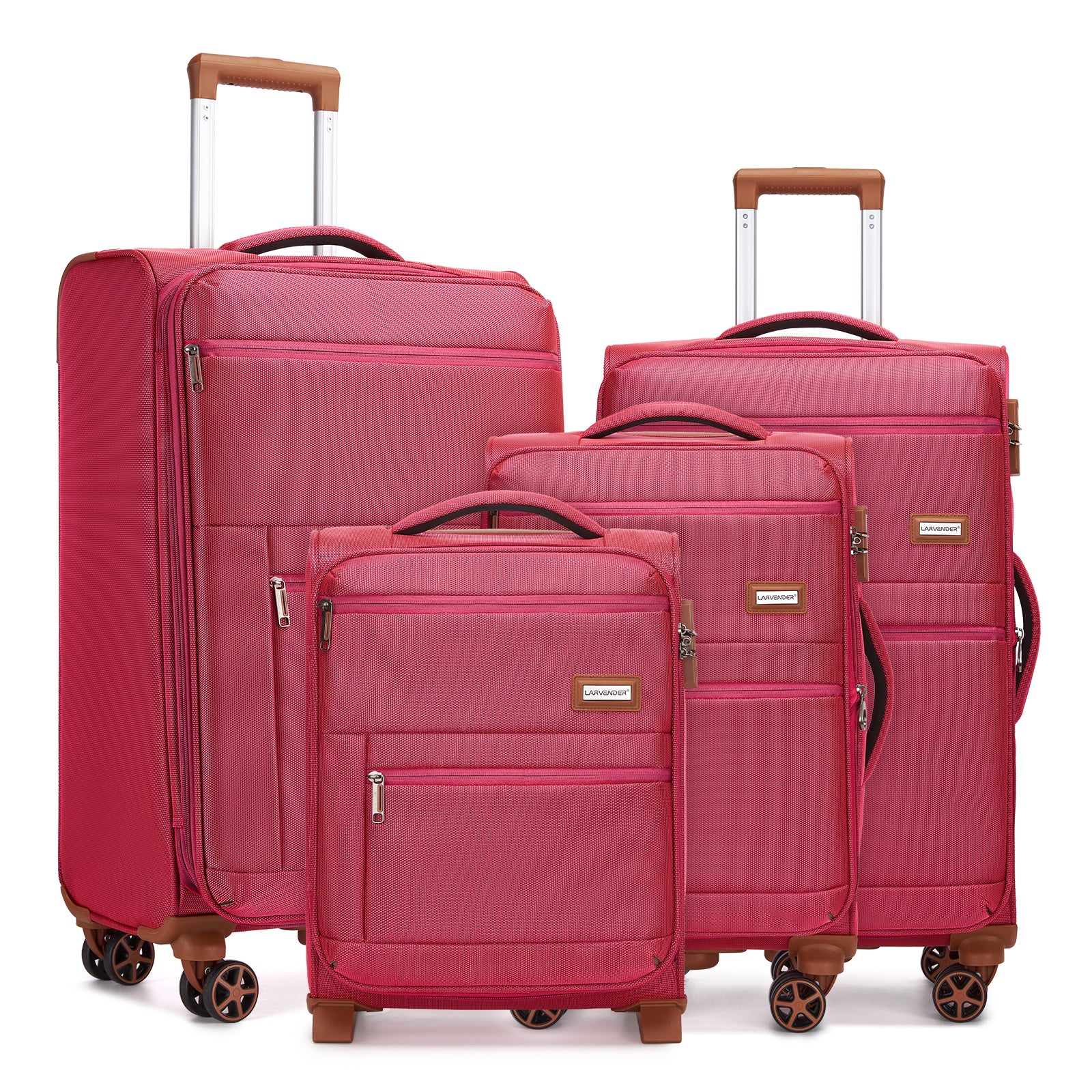 Luggage Sets 4 Piece, Softsied Suitcases with Spinner Wheels, Rose Red - SolidRoot Buy Furniture USA