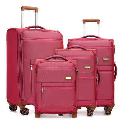 Luggage Sets 4 Piece, Softsied Suitcases with Spinner Wheels, Rose Red - SolidRoot Buy Furniture USA