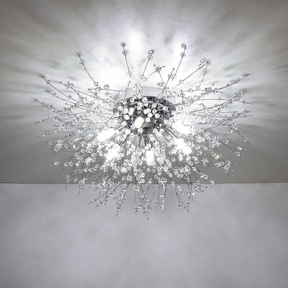 Crystal Flush Mount Ceiling Light, Modern Sputnik Firework Close to Ceiling Lamp, LED Ceiling Light Fixtures for Bedroom Kitchen Island Entryway Hallway Foyer SolidRoot Buy Furniture USA
