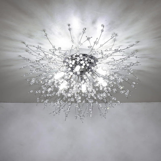 Crystal Flush Mount Ceiling Light, Modern Sputnik Firework Close to Ceiling Lamp, LED Ceiling Light Fixtures for Bedroom Kitchen Island Entryway Hallway Foyer SolidRoot Buy Furniture USA