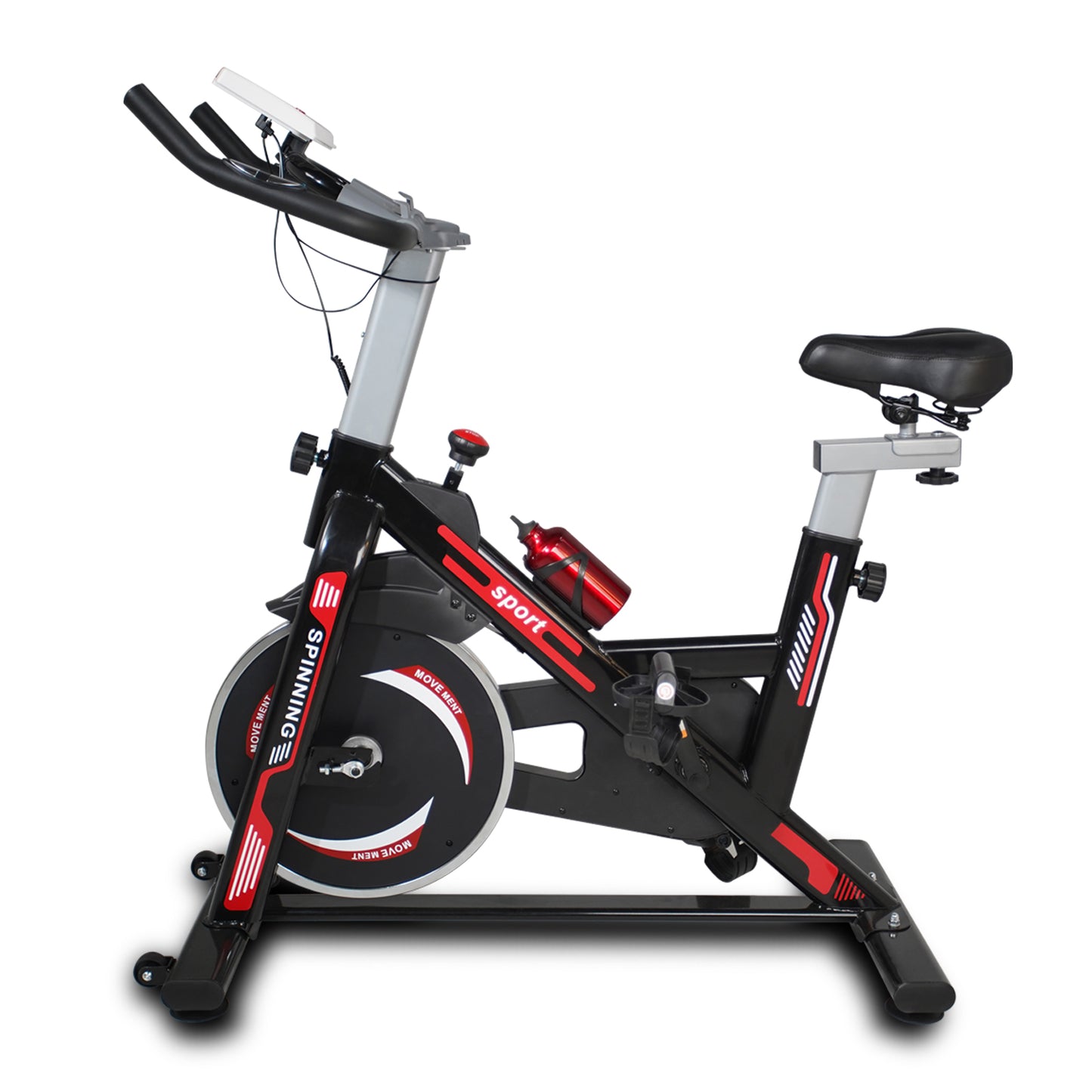 Indoor Exercise Bike Cycling Bike with Comfortable Seat Cushion Black+Red - SolidRoot Buy Furniture USA