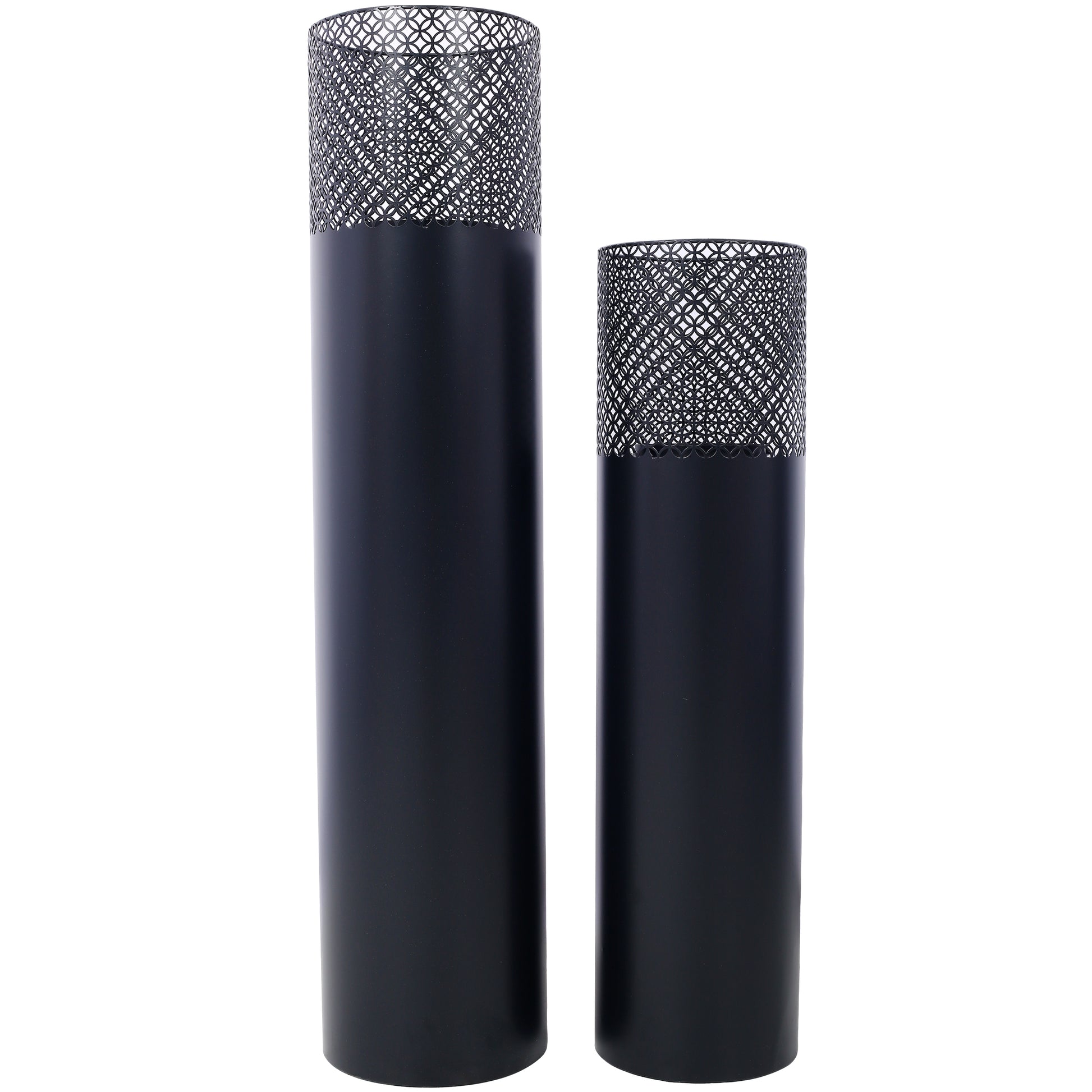 Lantern Column, Set of 2, Decorative Column for Garden in  Industrial Design, Lantern for Outdoor and Indoor, Lantern Including Candles, Oriental, 37 1/2+ 29 1/2 in SolidRoot Buy Furniture USA