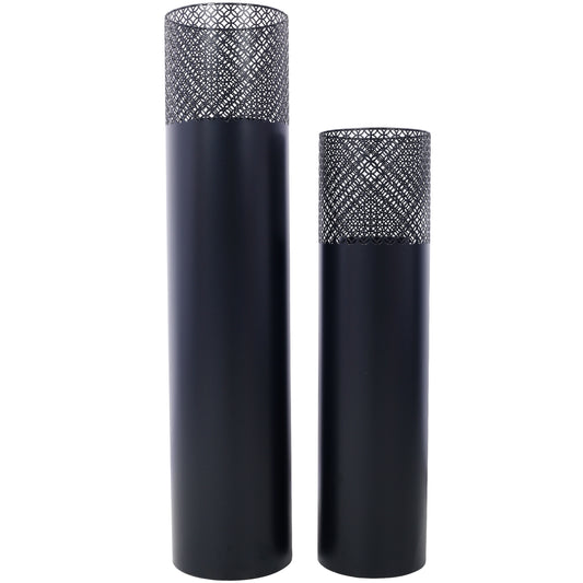 Lantern Column, Set of 2, Decorative Column for Garden in  Industrial Design, Lantern for Outdoor and Indoor, Lantern Including Candles, Oriental, 37 1/2+ 29 1/2 in SolidRoot Buy Furniture USA