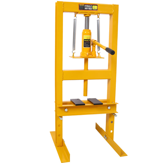6 Ton Hydraulic Press, Benchtop Hydraulic Shop Press, H-Frame Garage Floor Press with Press Plates, Adjustable Working Table Height,Yellow SolidRoot Buy Furniture USA