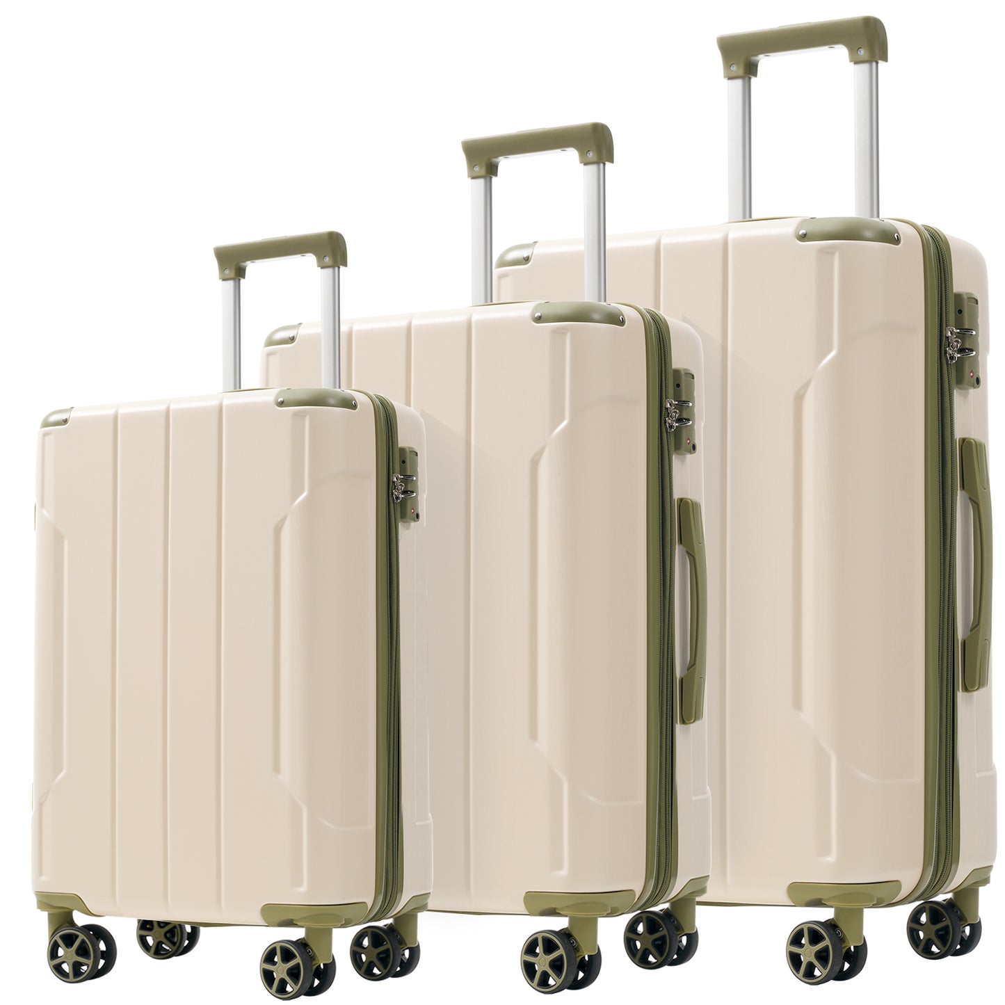 Luggage Sets 3 Piece, Expandable Hard shell ABS Suitcases with Double Spinner, Travel luggage Set with TSA Lock (20/24/28inch, White Green) SolidRoot Buy Furniture USA