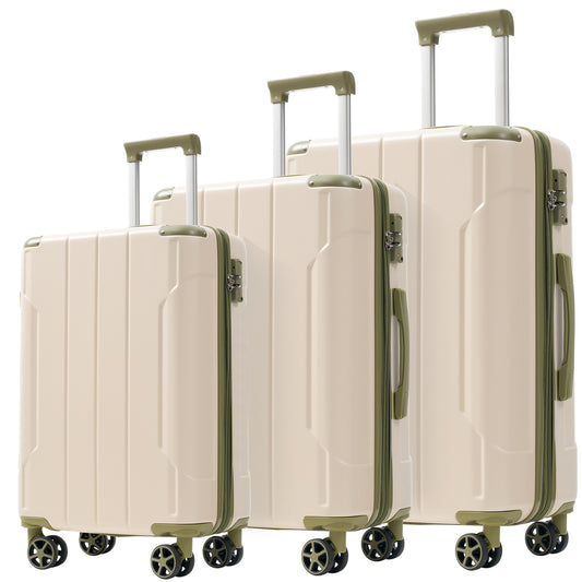 Luggage Sets 3 Piece, Expandable Hard shell ABS Suitcases with Double Spinner, Travel luggage Set with TSA Lock (20/24/28inch, White Green) SolidRoot Buy Furniture USA