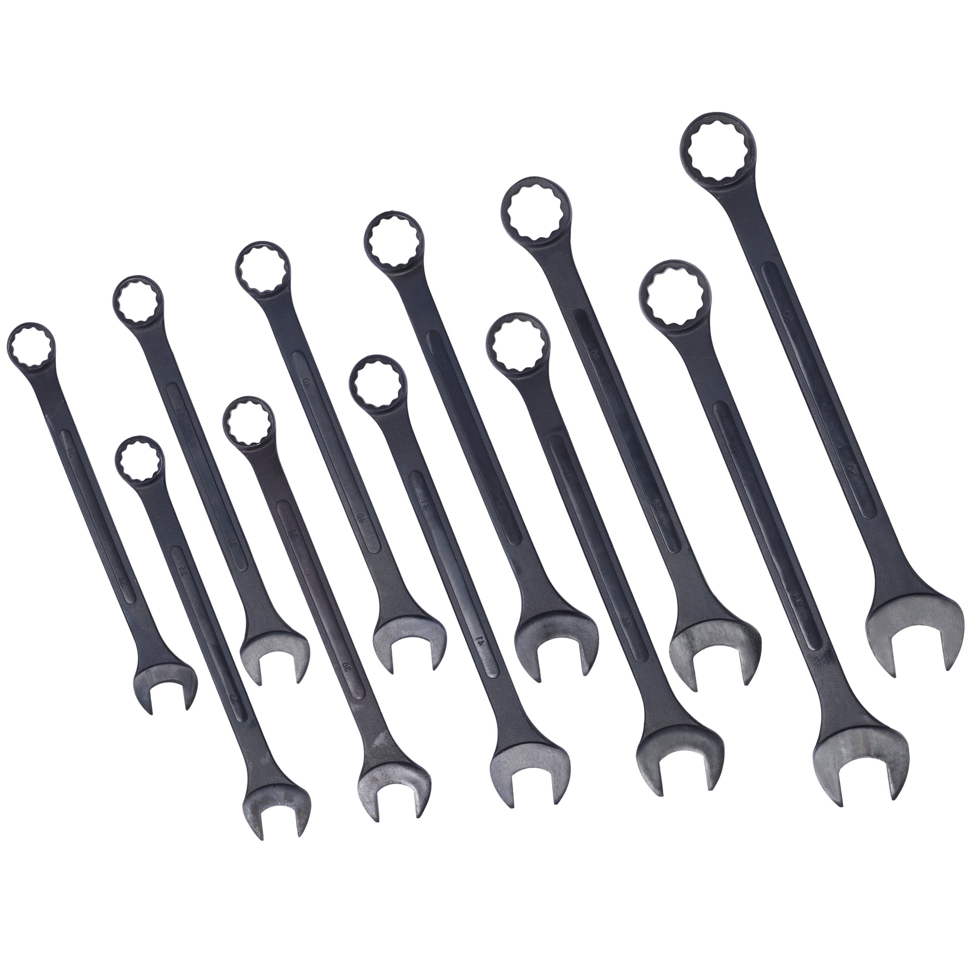 Jumbo Combination Wrench Set extra large, Metric, 11-piece, 34 to 50mm,Black Oxide, with Pouch SolidRoot Buy Furniture USA