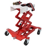 Heavy-Duty Low Lift Transmission Jack with Nylon Safety Strap for Small Vehicles, Red Steel, 450 Lbs Capacity SolidRoot Buy Furniture USA