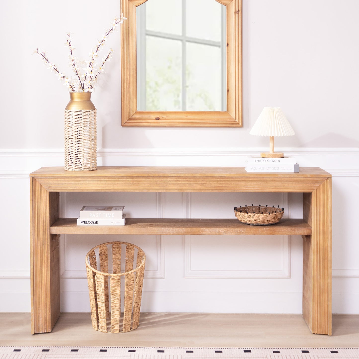 Rustic Solid Wood Console Table with Storage Shelf SolidRoot Buy Furniture USA