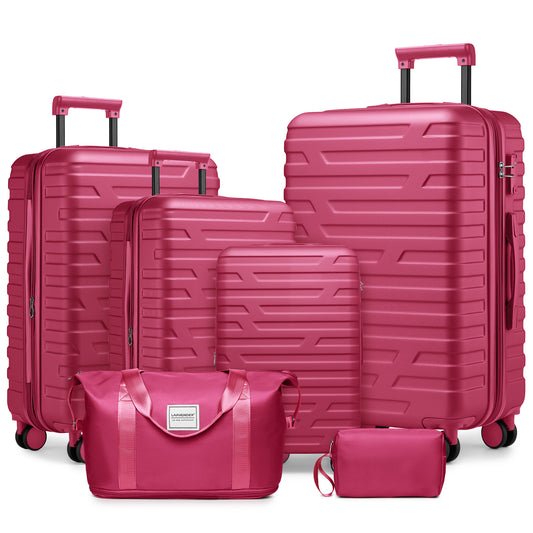 Luggage Sets 6 Pieces with Duffel Bags, Hardside Expandable Suitcases with Spinner Wheels TSA Lock, Rose Red SolidRoot Buy Furniture USA