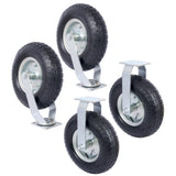 4PCS 12IN CASTER pneumatic tire(2PCS SWIVEL+2PCS RIGID), Caster Wheel, Steel Hub with Ball Bearings, 5/8-Inch Bore Centered Axle -black SolidRoot Buy Furniture USA