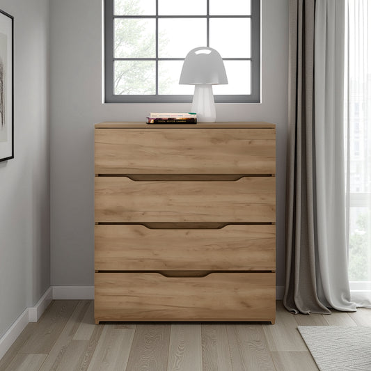 Bristol 4-Drawer Dresser, Natural Oak SolidRoot Buy Furniture USA