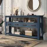 U_STYLE 61.5''Large Entryway Table with 4 Drawers,Painted Console Table with 3-Tier Open Shelves and Metal Handles,Versatile Hallway Sofa Table for Living Room, Bedroom, Foyer and Kitchen SolidRoot Buy Furniture USA